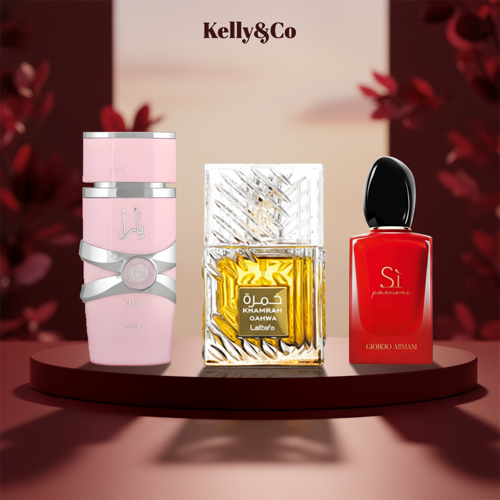 Khamrah 40 ml + Yara Pink 50 ml + Si Red 30 ml