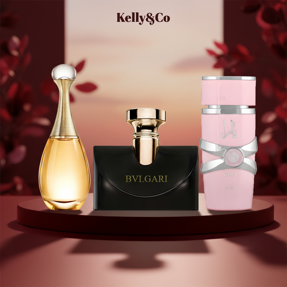 Bvlgari 30 ml + J’adore 30 ml + Yara Pink 50 ml
