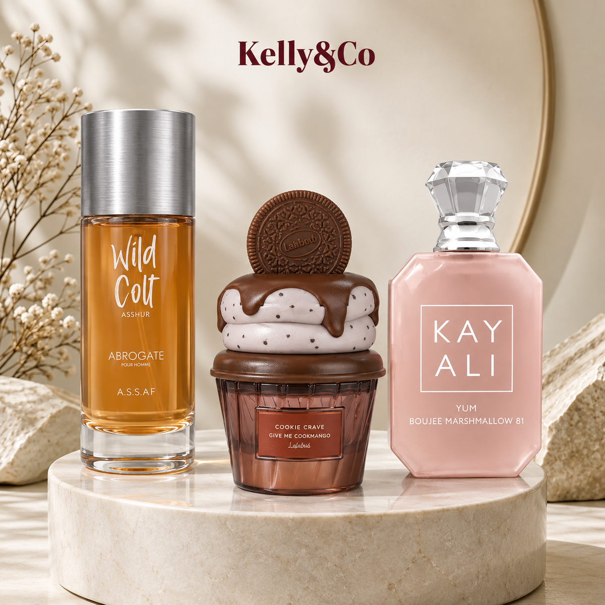 Kayali marshmallow + Assaf wildcolt bakhur + lataffa cookie crave