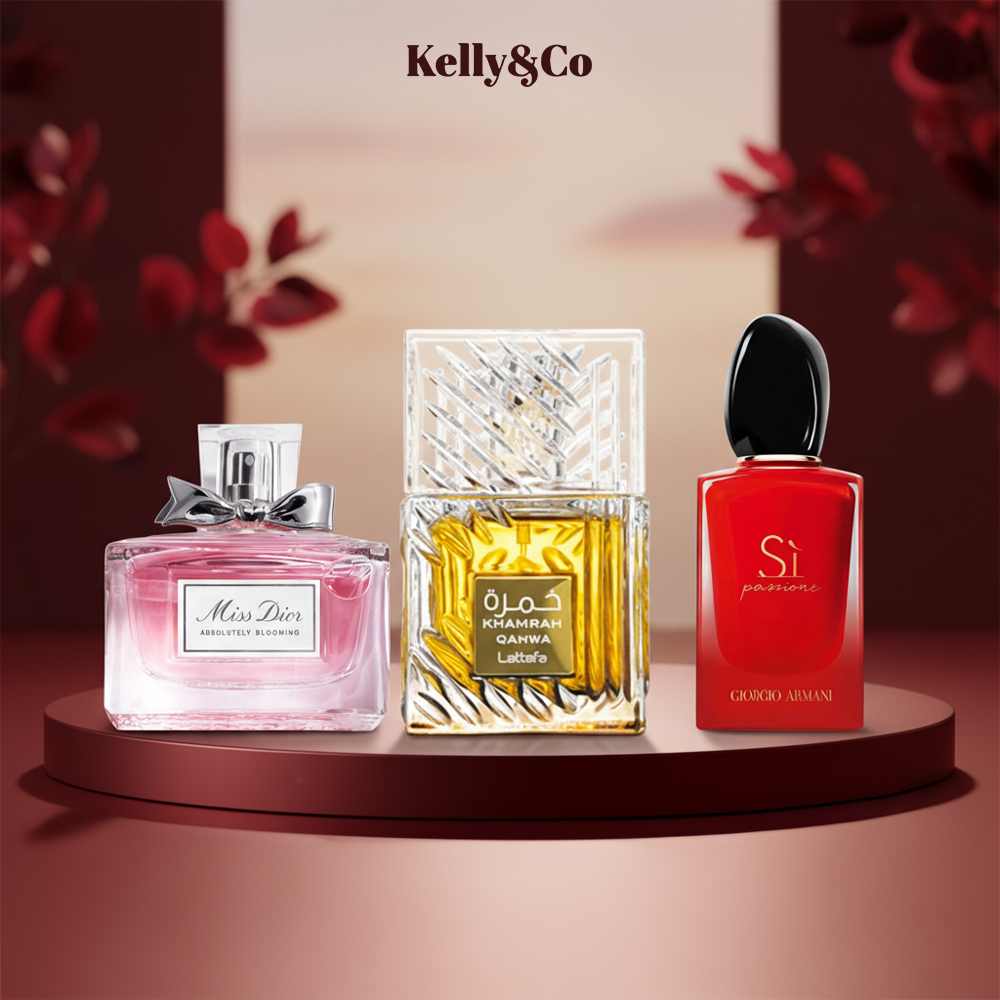 Khamrah 40 ml + Si Red 30 ml + Miss Dior Absolutely Blooming 30 ml